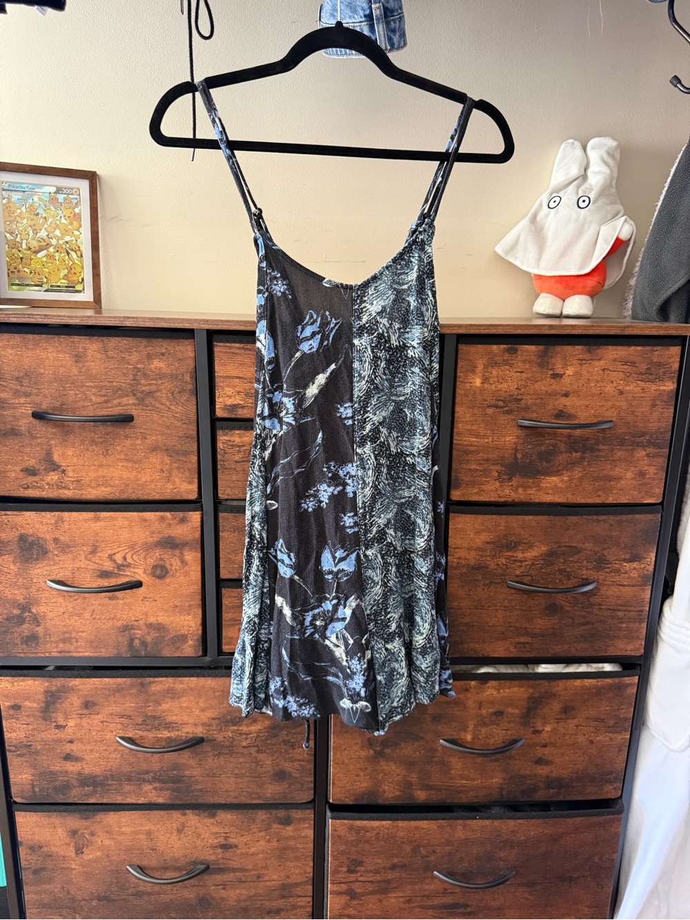 Free People Floral Print Romper - Blue/Black